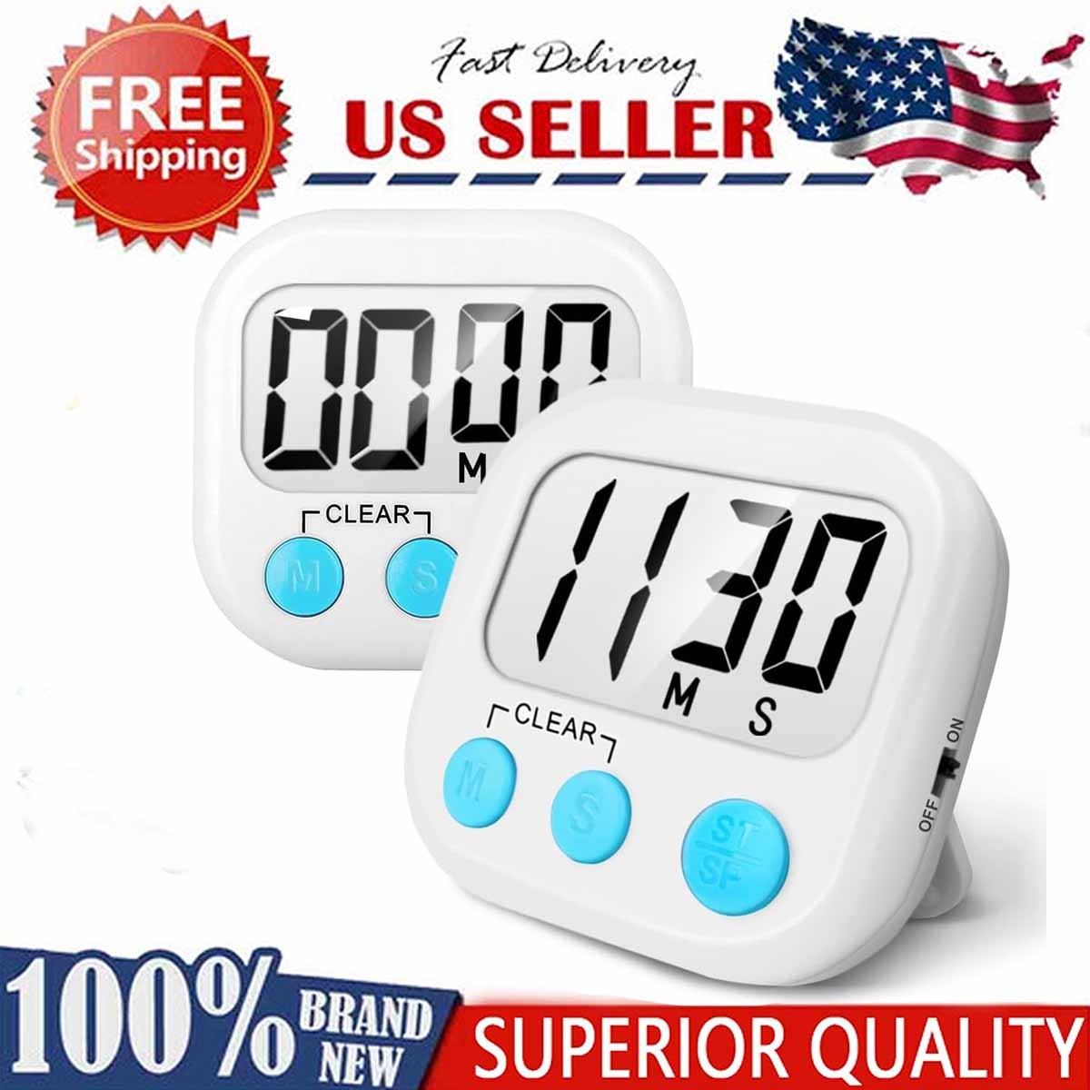 2-pack digital kitchen timers, countdown, stopwatch,classroom timer for teachers