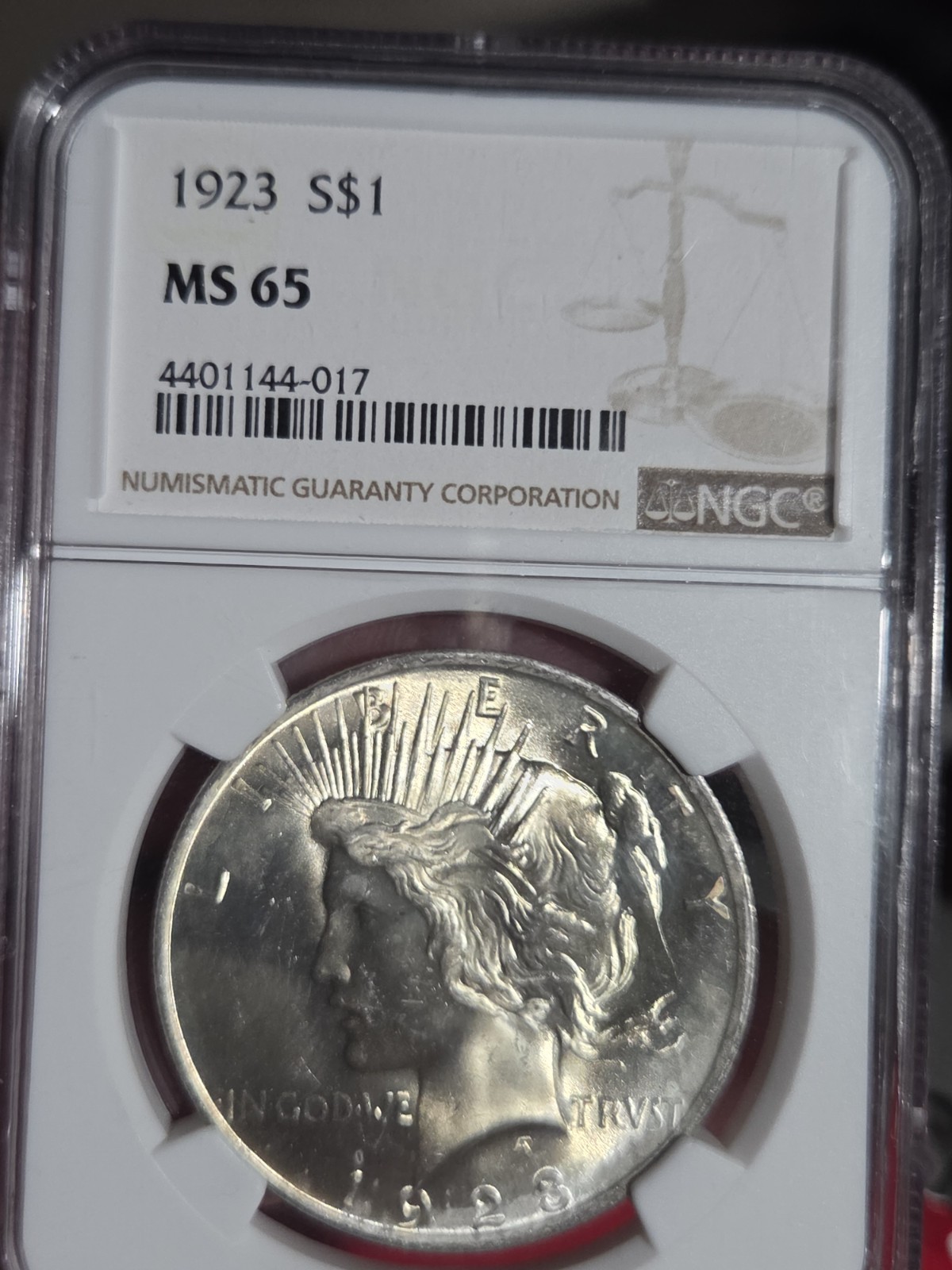1923 $1 Peace Dollar NGC MS65 (3 Coin Lot)
