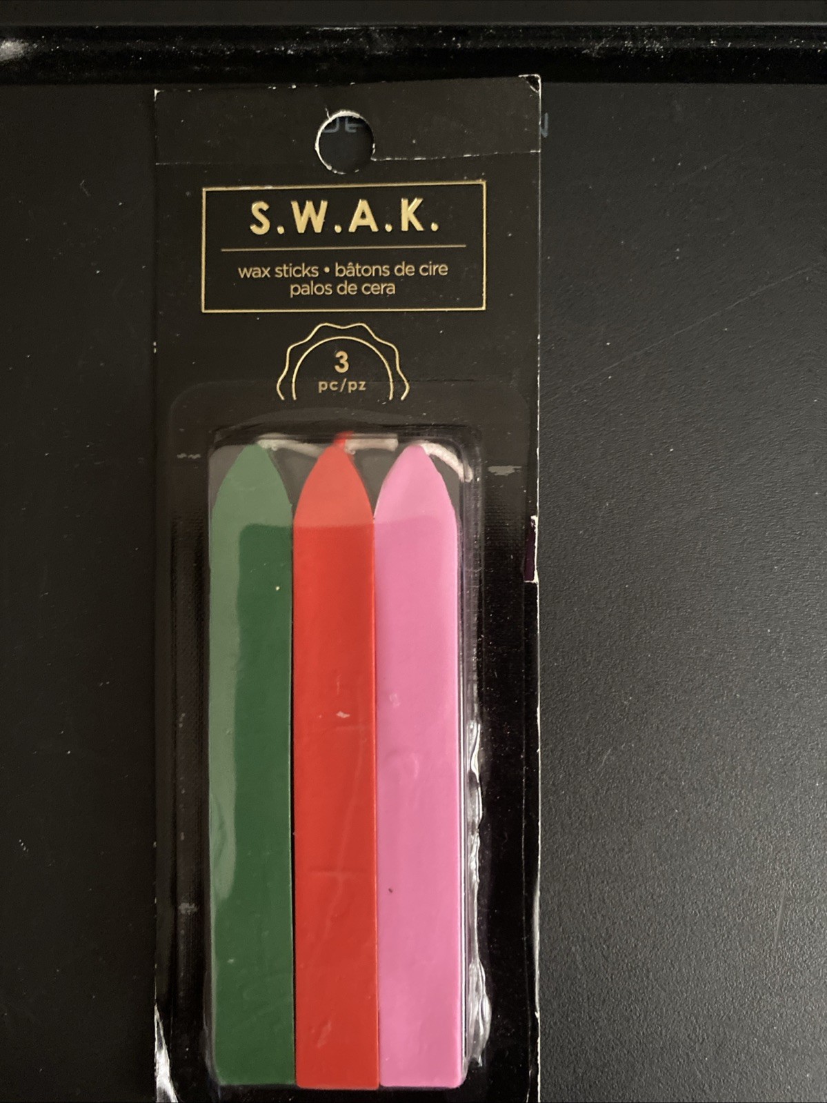 American Crafts S.W.A.K. Wax Sticks - GREEN, RED, PINK - 3 pcs. Envelope Sealing