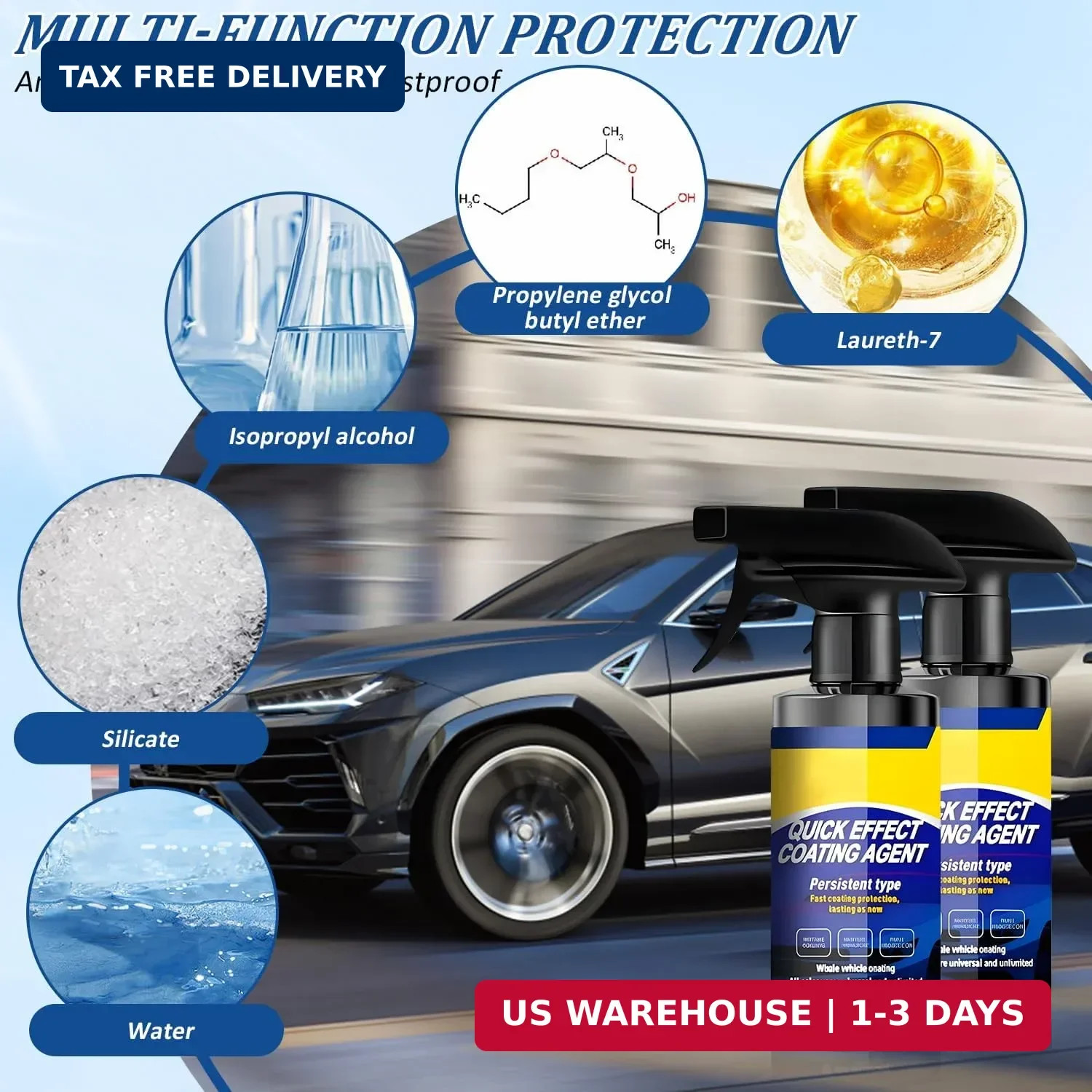2Pcs Car Nano Coating Spray,Quick Effect Coating Agent for Car, Upgrade Advan...