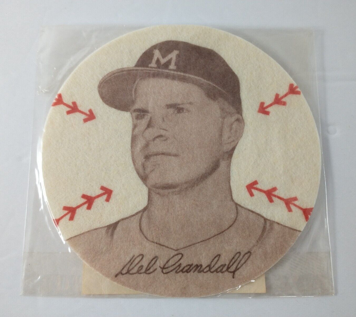 Vintage 1954 Preferred Products DEL CRANDALL Milwaukee Braves Player Patch NEW!