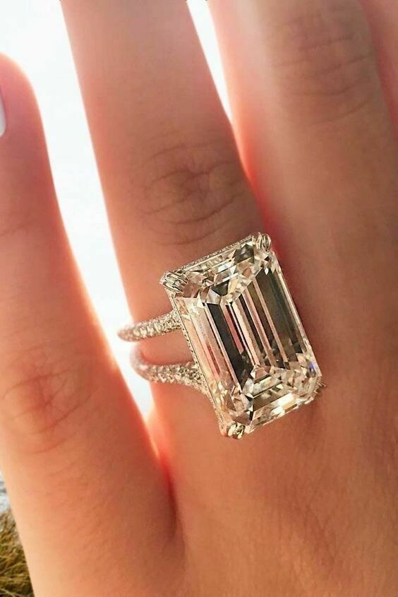 Lab-Created 7.50Ct Emerald Cut White Diamond Engagement Ring 925 Sterling Silver