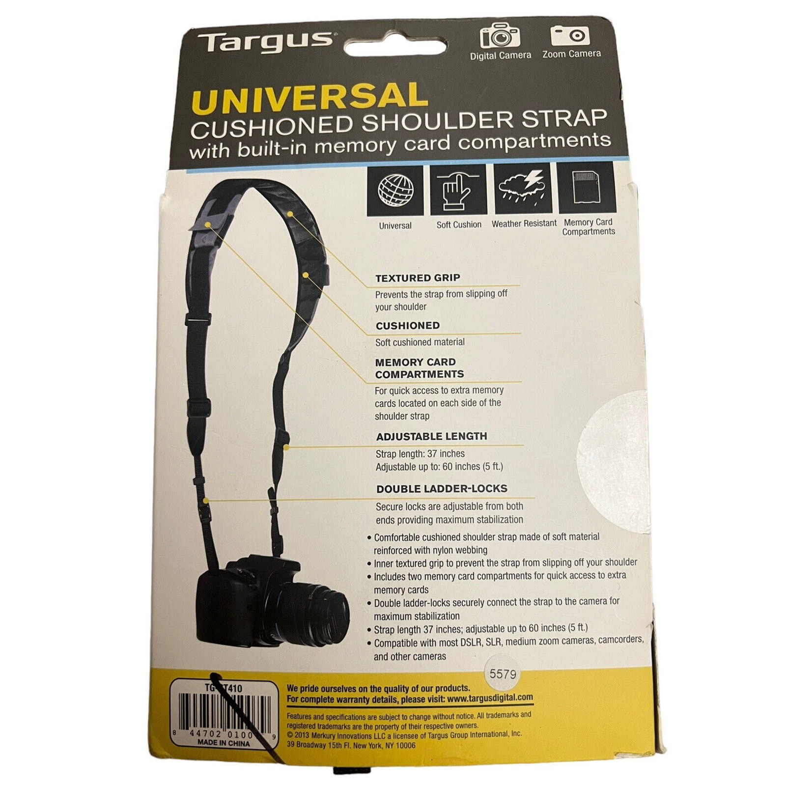 Universal Cushioned Shoulder Strap Memory Card Compartments for Camera digital
