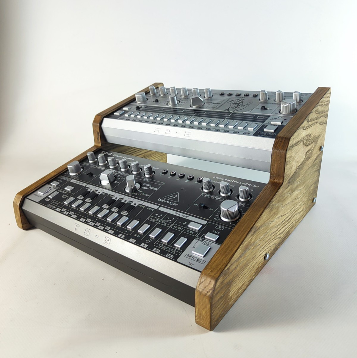 Behringer TD3 RD6 Bass Synthesizer Stand Wood End Plates Desktop Organizer