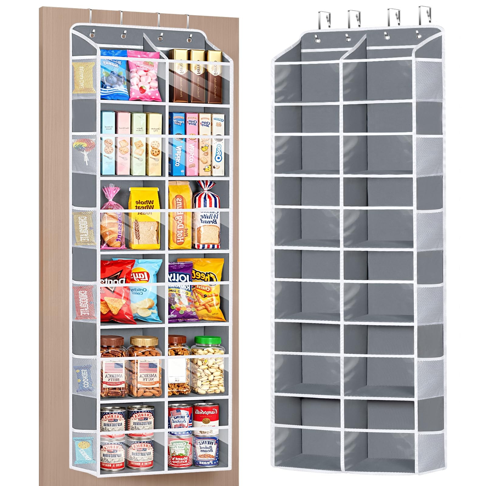 Over the Door Organizer 6 Tiers, Extra Large Door Hanging Organizer with Clea...