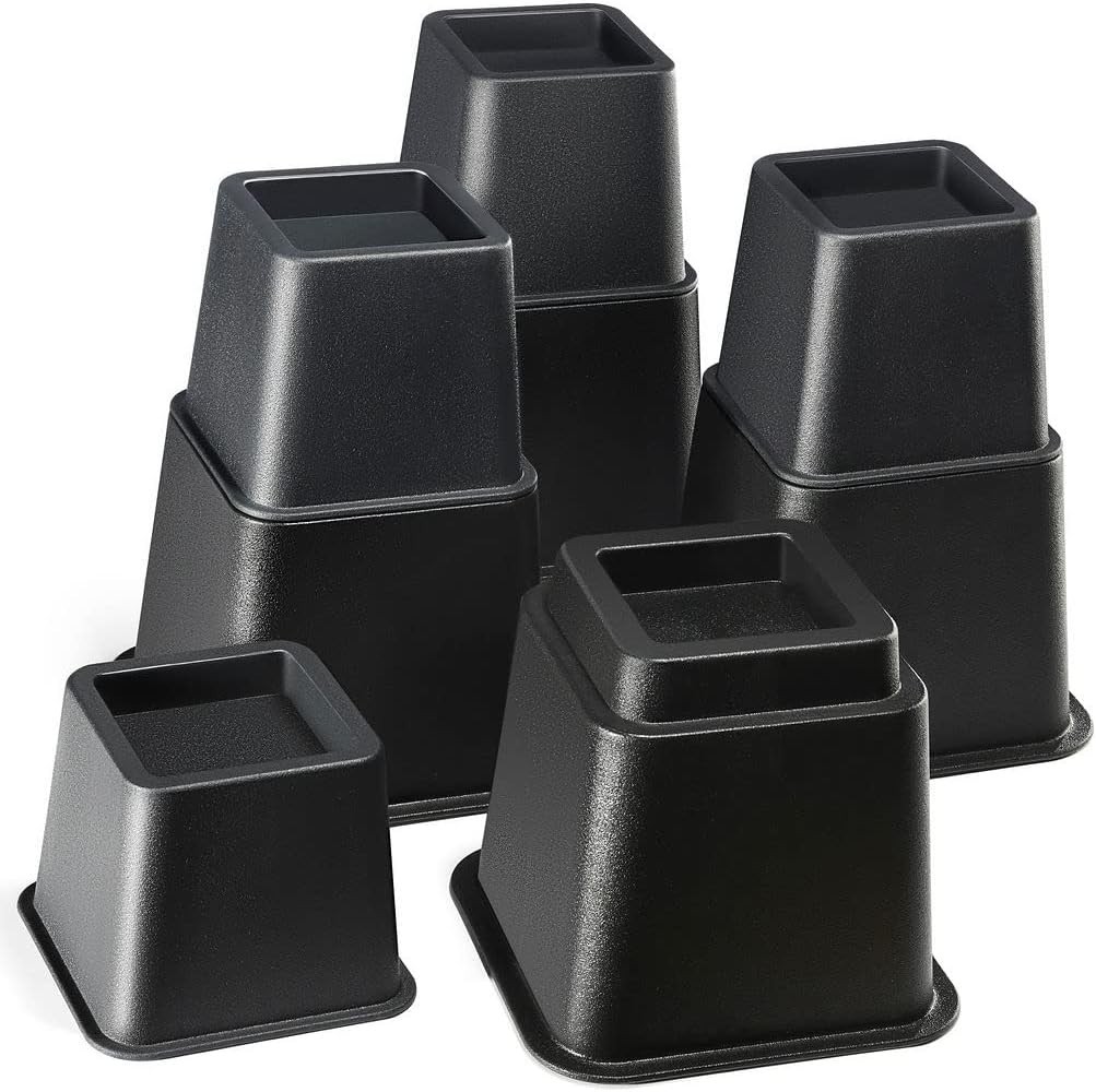 Adjustable Bed Risers Heavy Duty Stackable Supports 1300 lbs Under Bed Storage