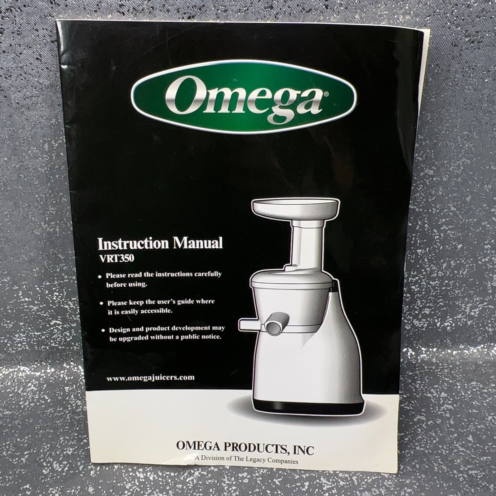 Omega VRT350 Juicer Instruction Manual Original User Guide Booklet