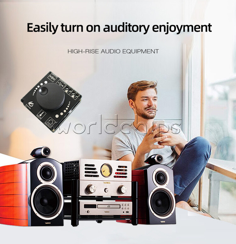 12V Bluetooth5.0 20WX2 Power Digital Amplifier Stereo Board AMP AUX USB Module