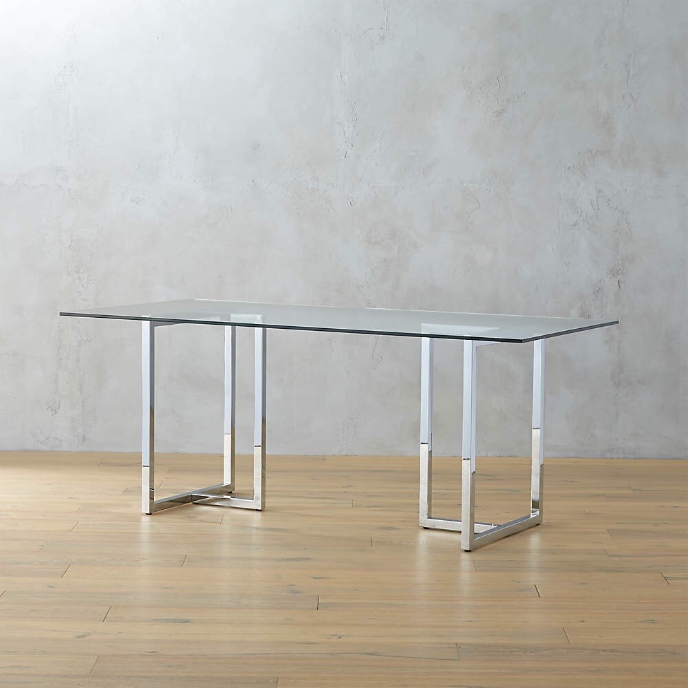 CB2 SILVERADO CHROME DINING TABLE BASE + Acrylic Plexi Top 34x76