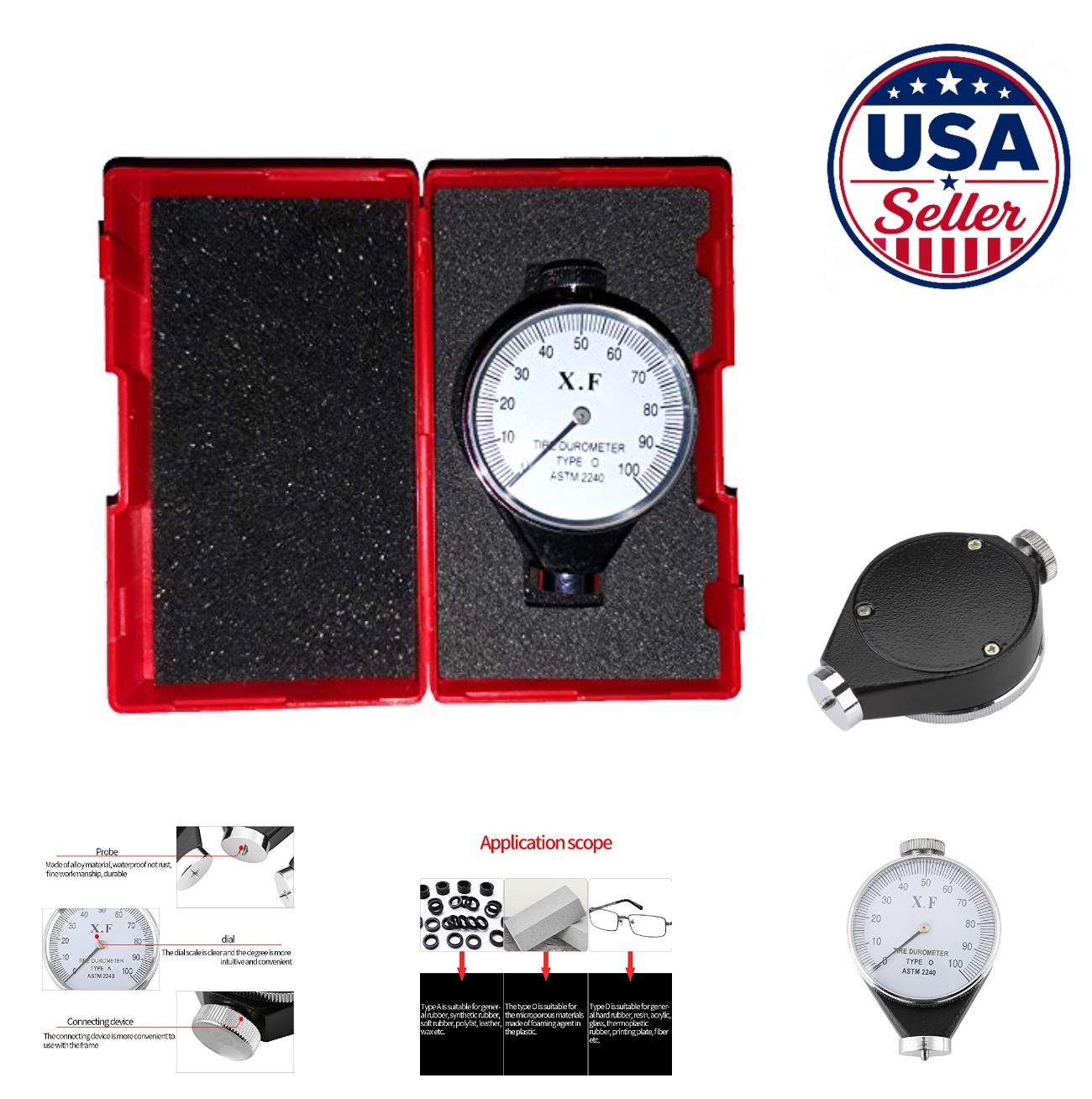Rubber Hardness Tester Shore Type O Durometer 0-100 HA for Tire Plastic Resin