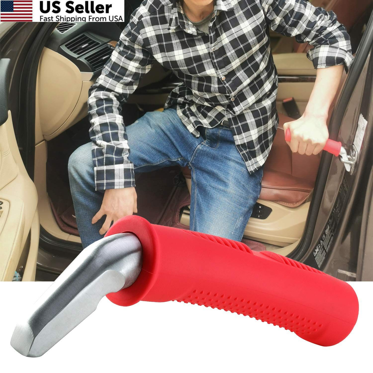 Valorcielo Auto Cane Portable Vehicle Support Handle, Car Door Assist Red