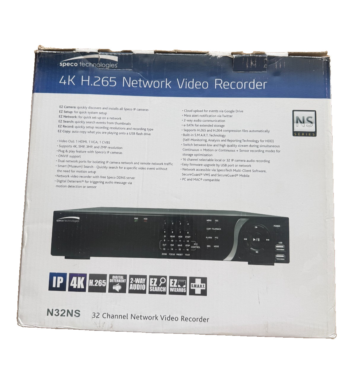 Speco N32NS4TB 32-Channel, 8MP NVR with 4TB HDD for CCTV