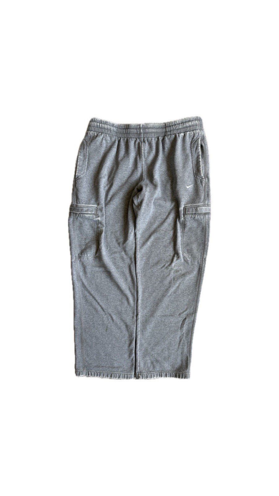 Y2K Nike Heather Gray Baggy Wide Leg Cargo Sweatpants, Size Large