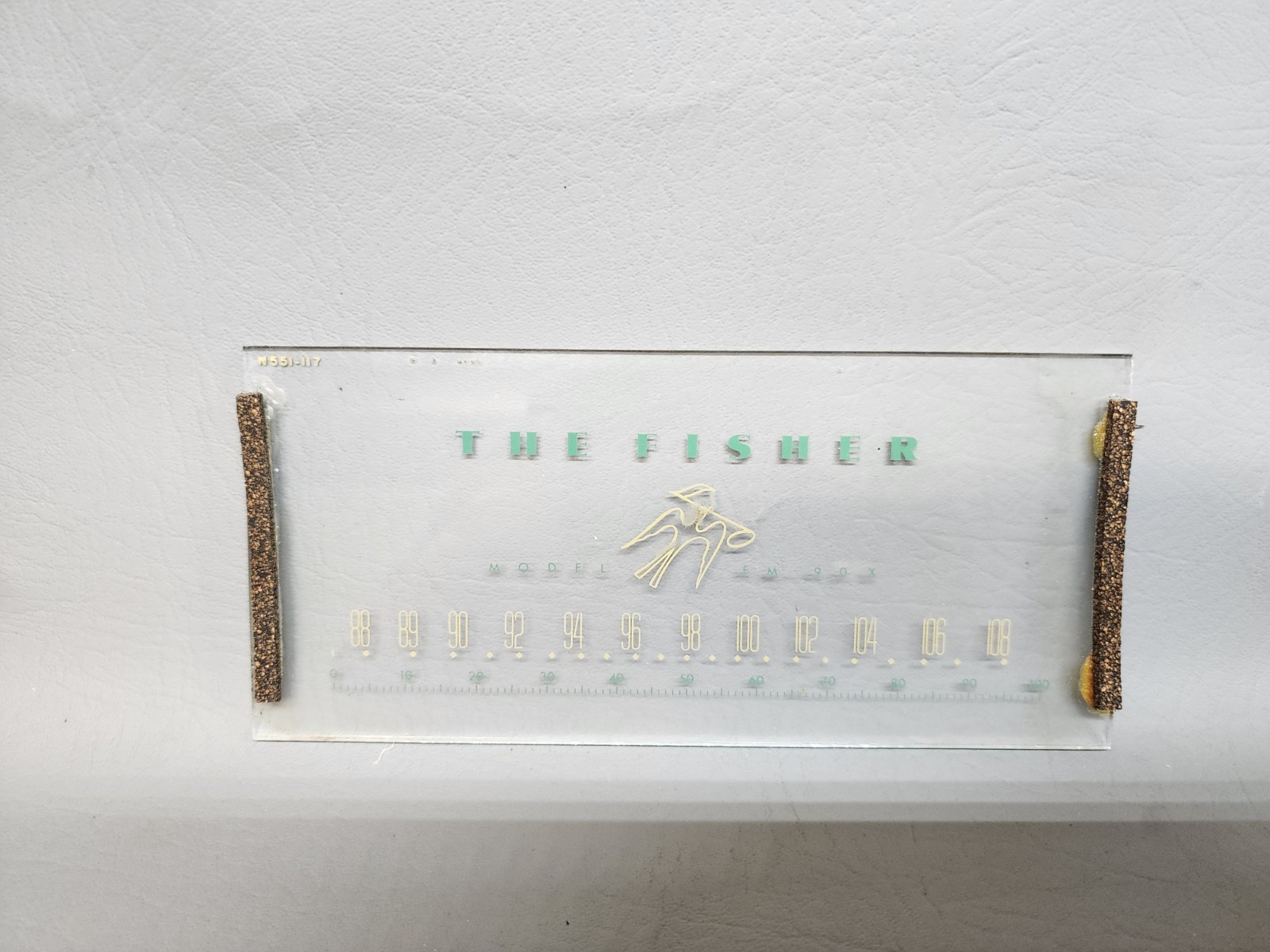 1957 FISHER FM-90X GOLD Replacement Part Out - Front Glass