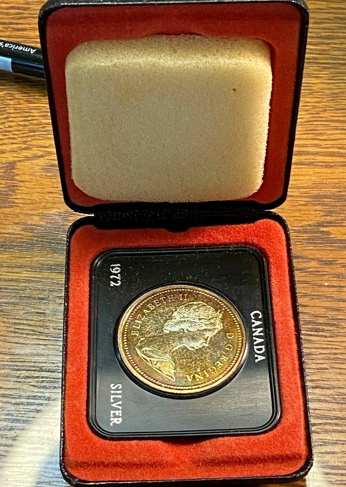 1972 Canada Silver Dollar Gorgeous Toning in Original Case CHN
