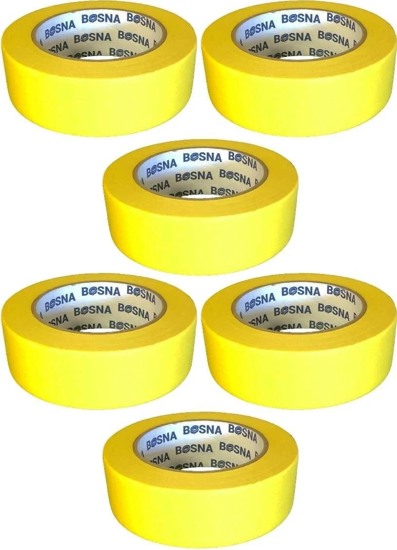 BOSNA Automotive Refinish Automotive Masking Tape, 1-1/2 Inch 6Rolls, YELLOW