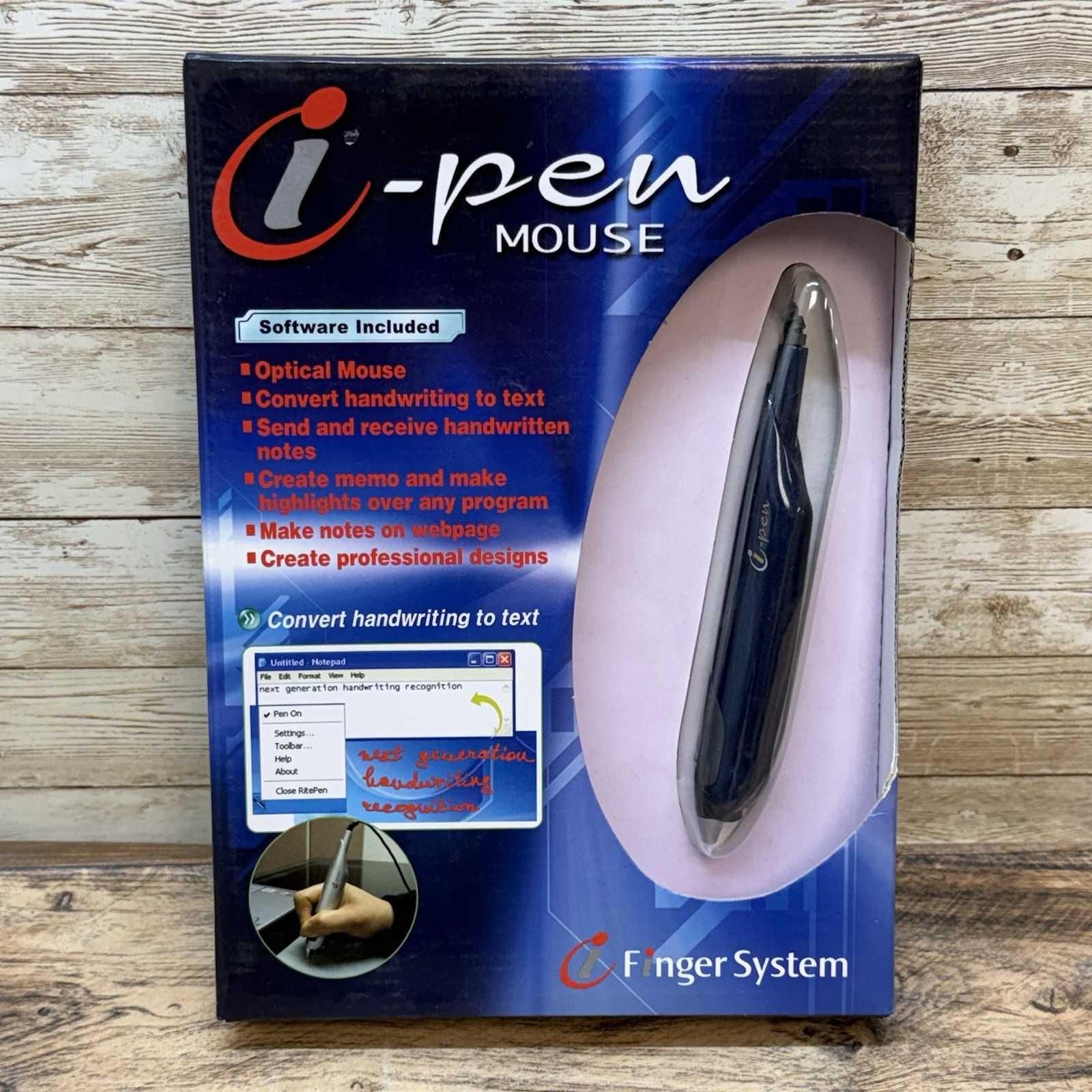 Vintage Tech - i-Finger System i-Pen Optical Mouse With Software USB Model New