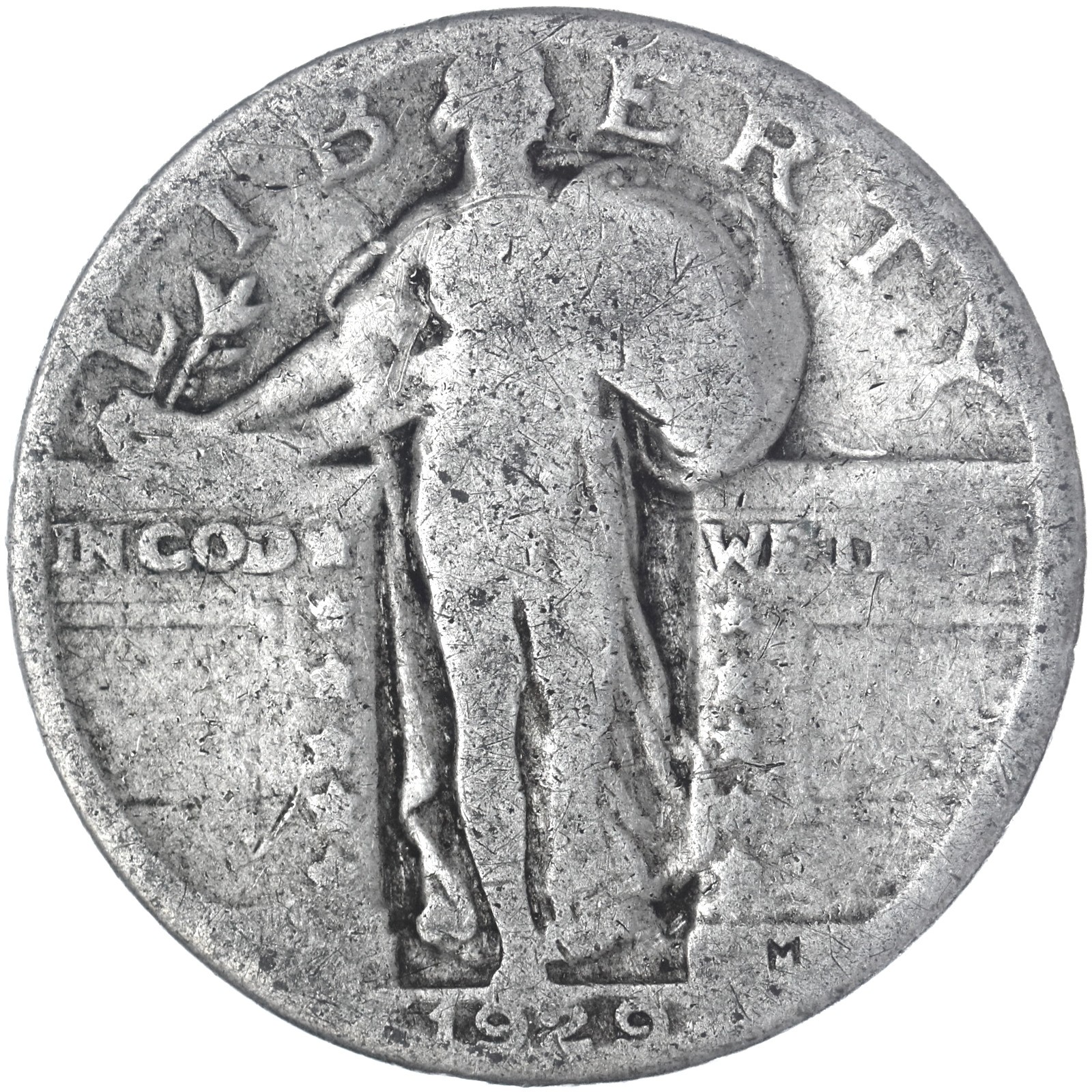 1929 (P) Standing Liberty Quarter 90% Silver About Good AG