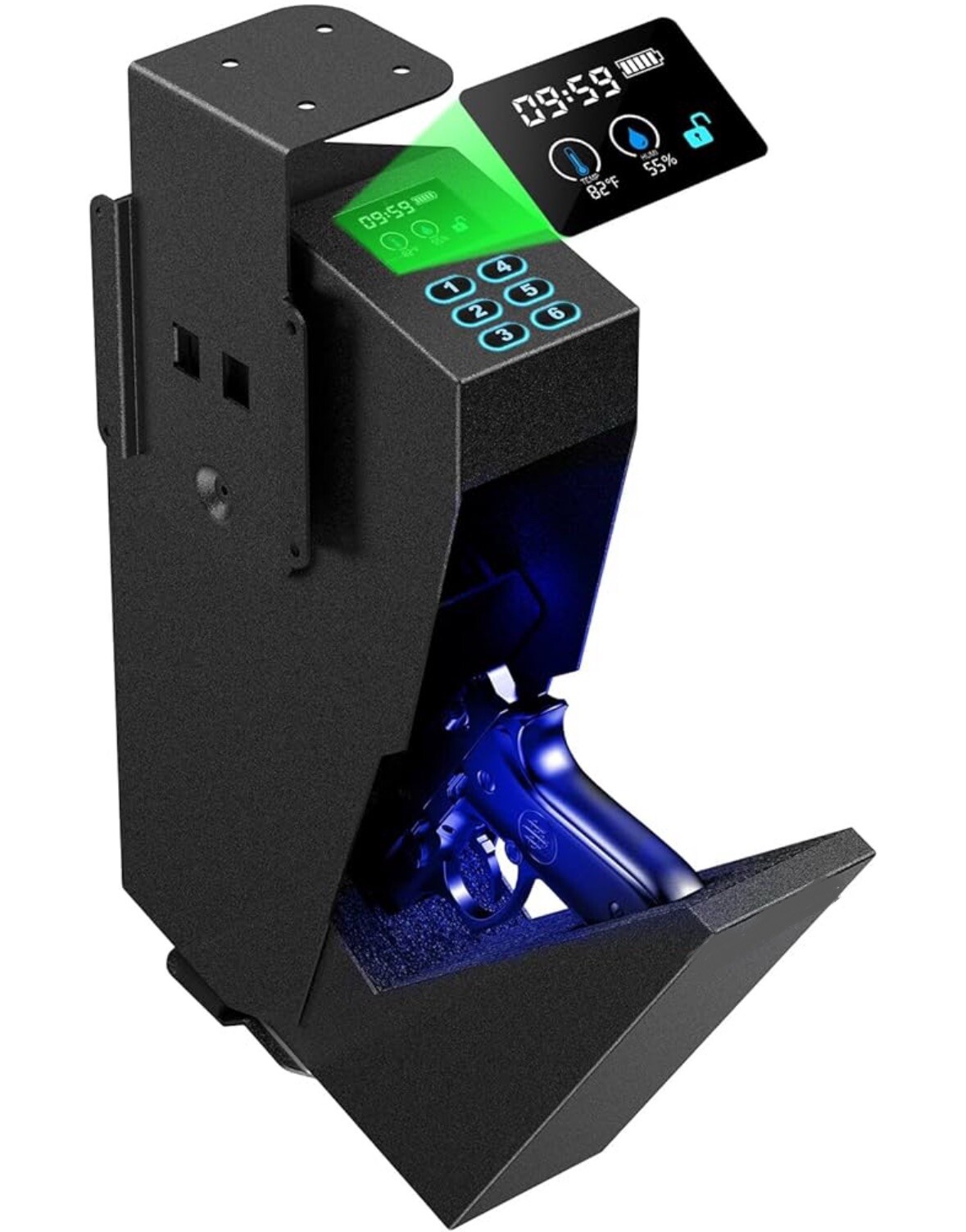 Passcode Drop Down Handgun Safe Mounted Single Gun Safe Mounted w/ Backup Keys