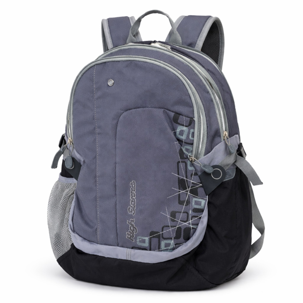 High Sierra Backpack Padded Black Book Laptop Work School Hiking Camping Bag EUC