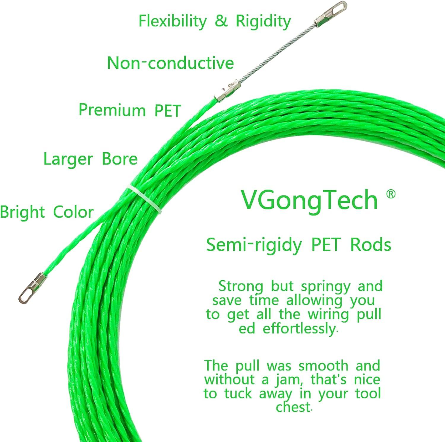 10M 33ft Fish Tape Cable Puller Kit 4mm PET Electrical Cable Puller Through Wall