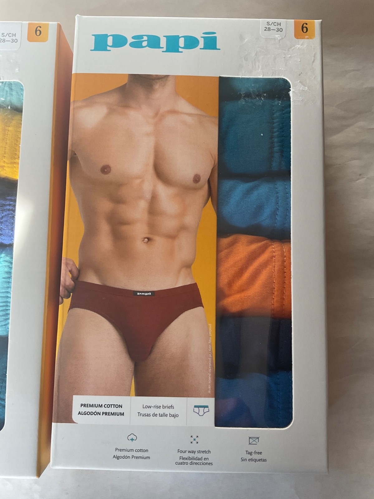 Papi 6 Pack Low Rise Soft Premium Cotton Briefs New Blue Orange Yellow