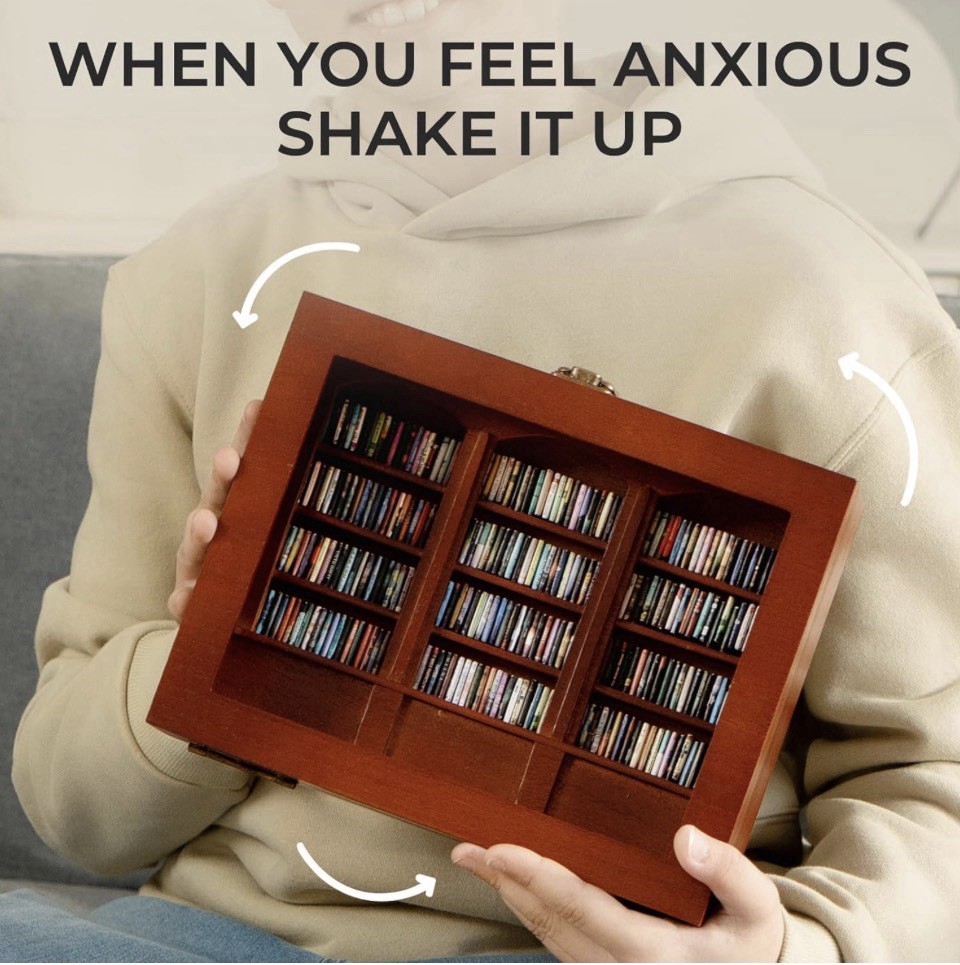 Anxiety Bookshelf Display Cabinet With Assortment Of Mini Books Stress Relief