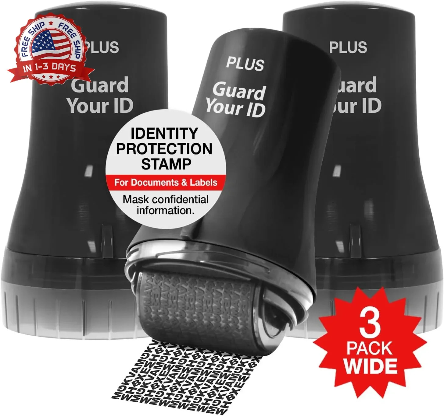 Wide Advanced Confidentiality Roller Stamp by Guard Your ID for Personal Informa