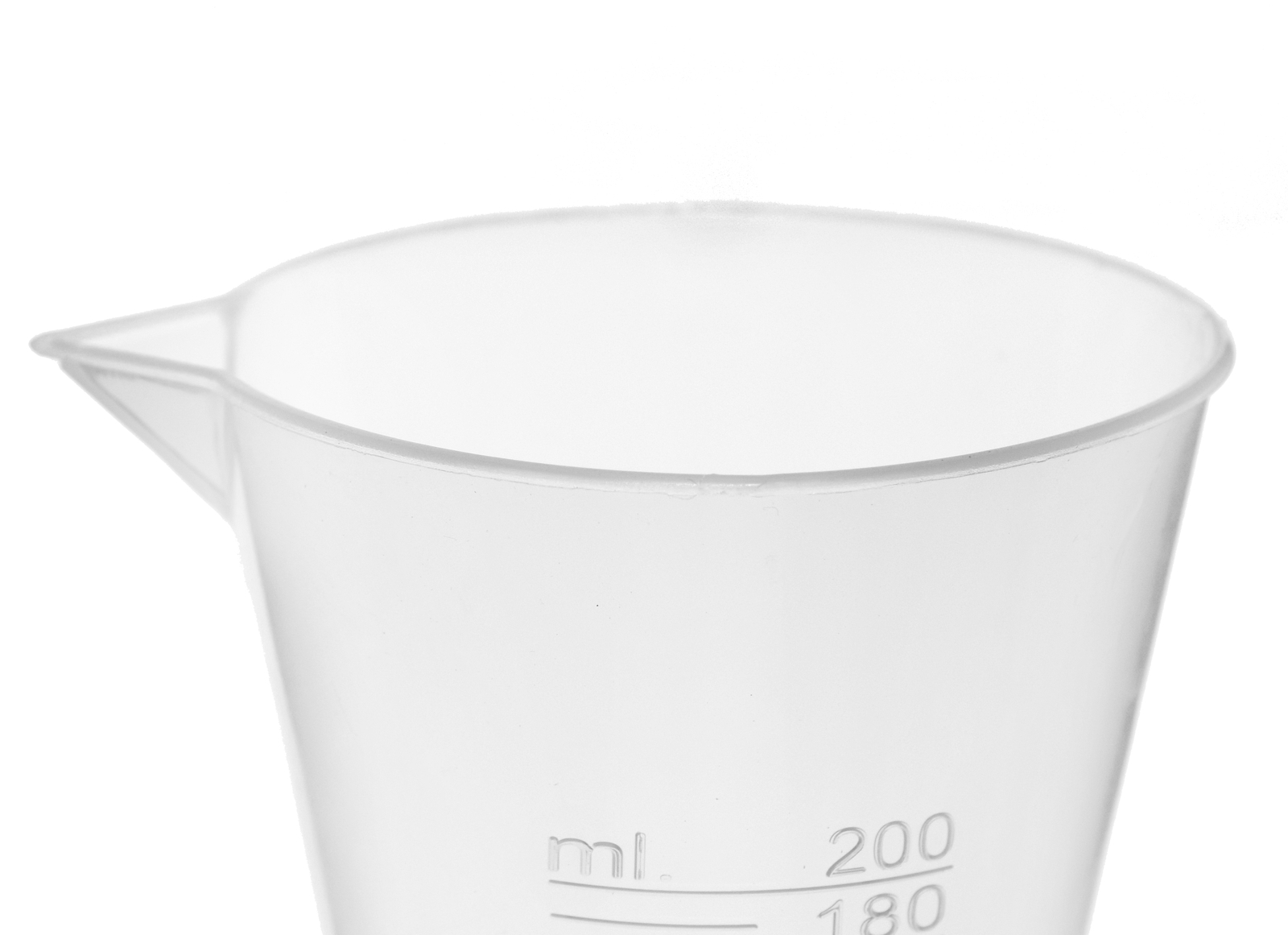 Conical Measure, 200ml - Polypropylene Plastic, Translucent - Eisco Labs
