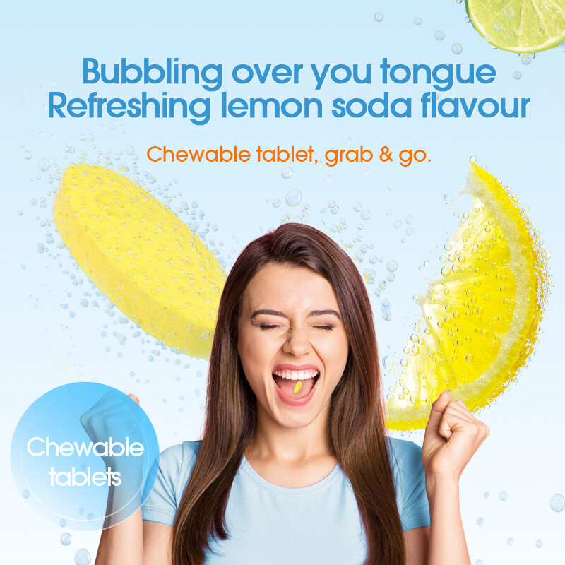 PENTAVITE Bubbly B Vitamins Plus Energy Lemon Soda Chewable for Adult x 3