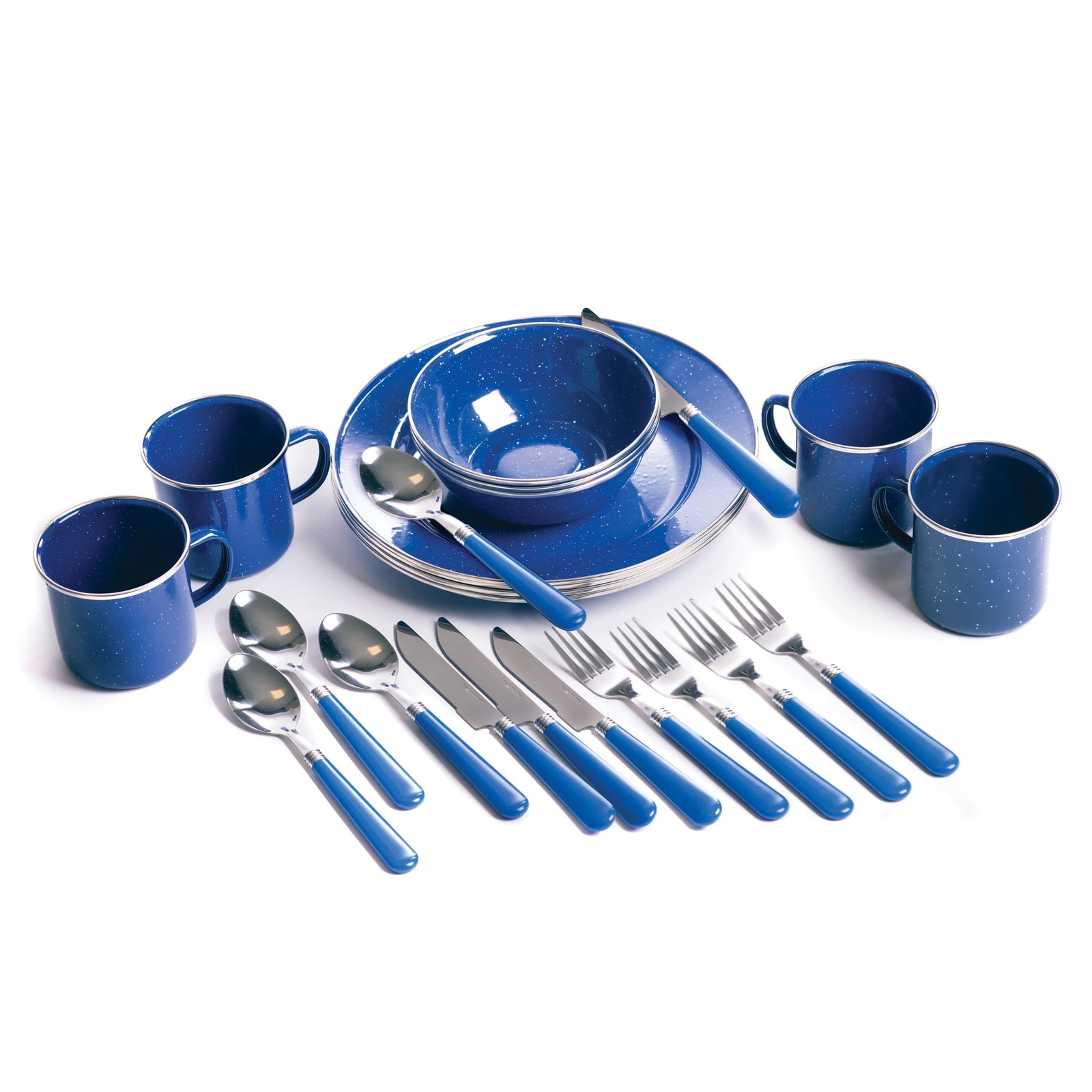 24-Piece Enamel Tableware Set - Blue