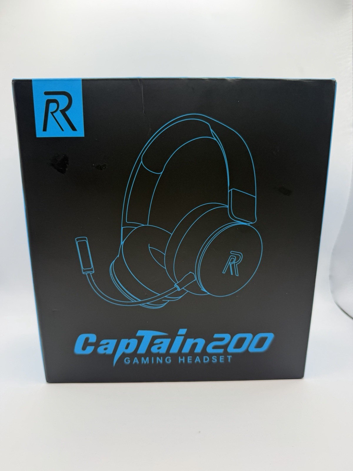 R Captain200 Black and White Gaming Headset Boom Mic Over-Ear Double Earpiece M