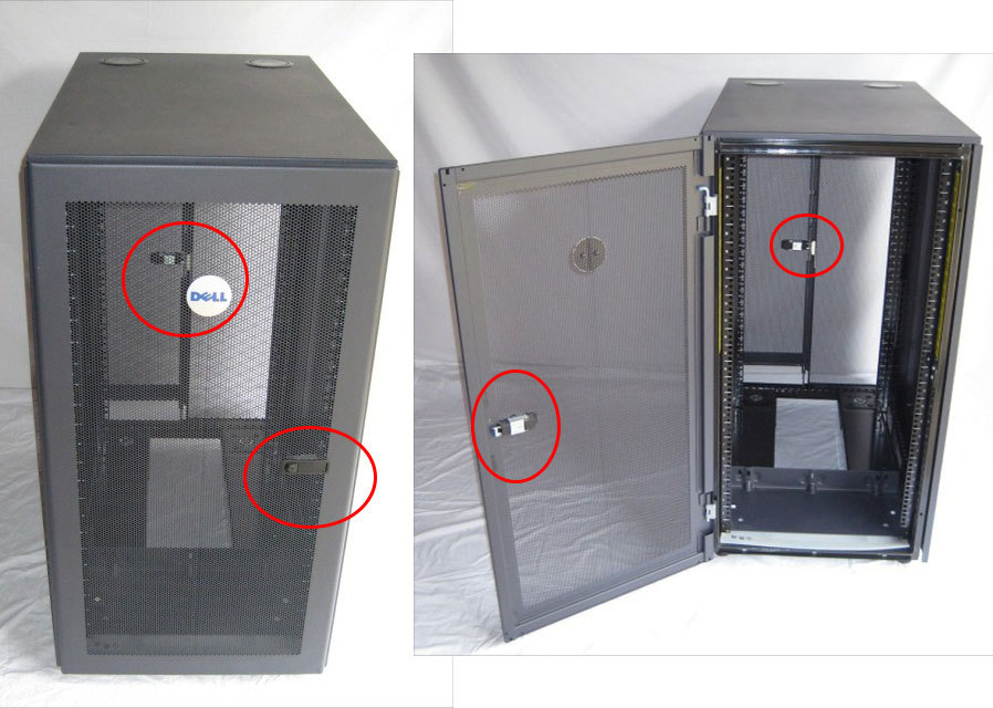 Door latch panel lock push-to-close for Dell PowerEdge Server Rack Enclosure