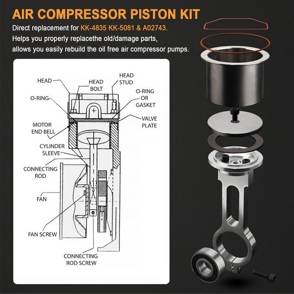 KK-4835 Air Compressor PistonKit ACG1 Connecting Rod for Devildiss Replacement💎