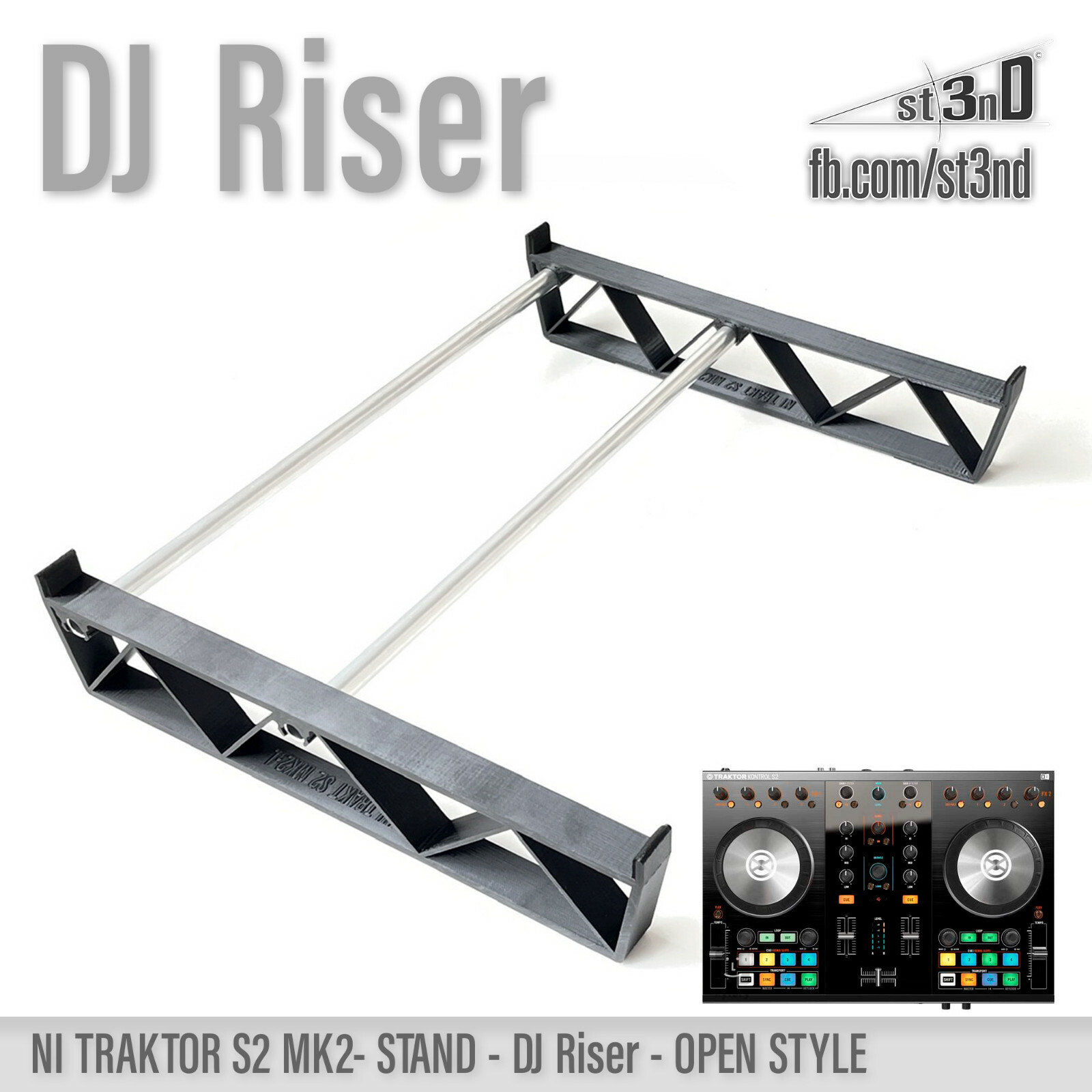DJ RISER STAND for NI TRAKTOR S2 MK2 - Open Style