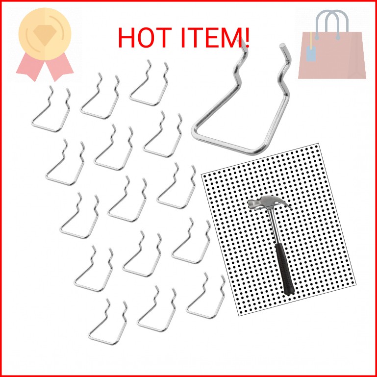 Waziaqoc 16PCS Pegboard Plier Holders, Double Loop Pegboard Hooks, Stainless Ste