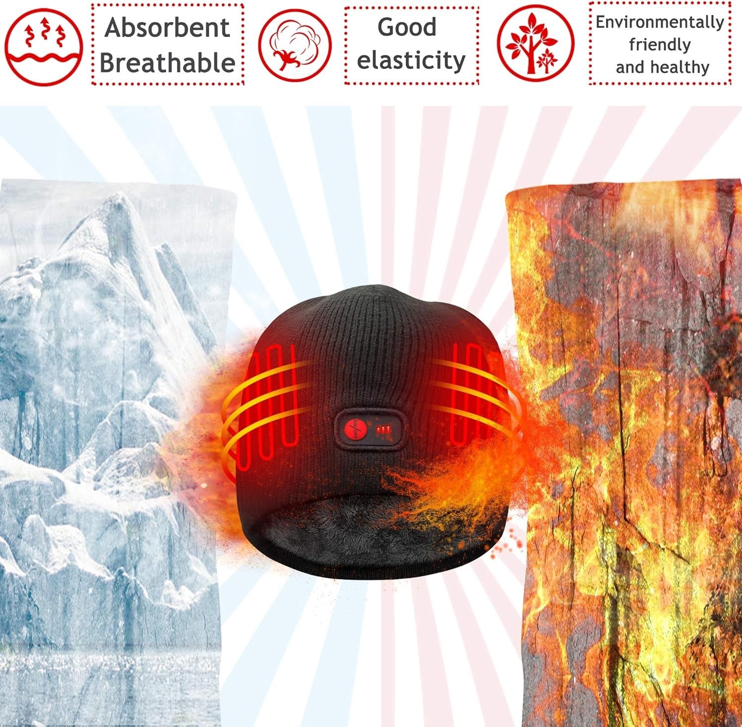 7.4V Heated Hat Men Women Battery Heat Cap Winter Warm Rechargeable Electric ...