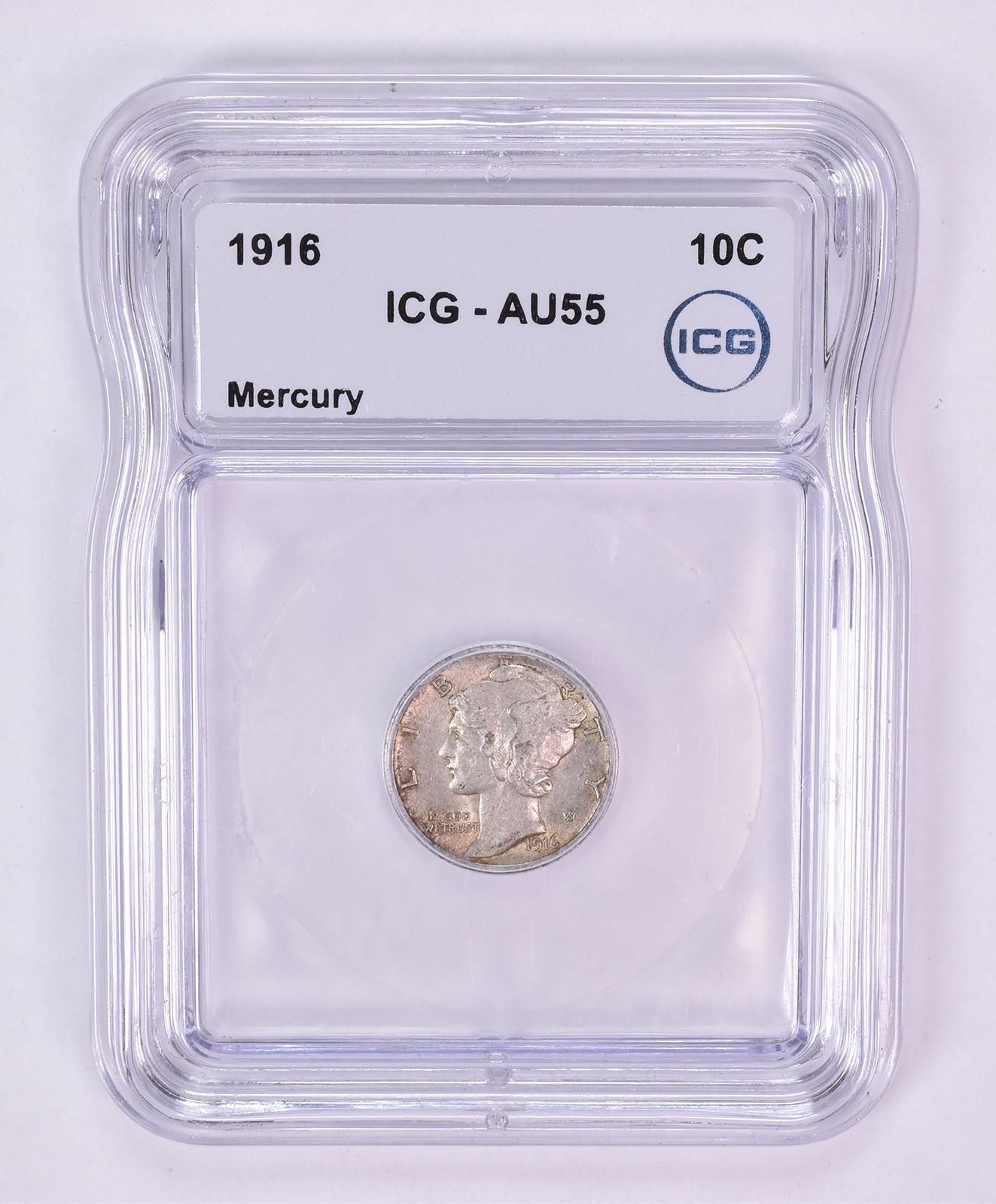 1916 Mercury Dime AU55 ICG Beautiful Tone *1191