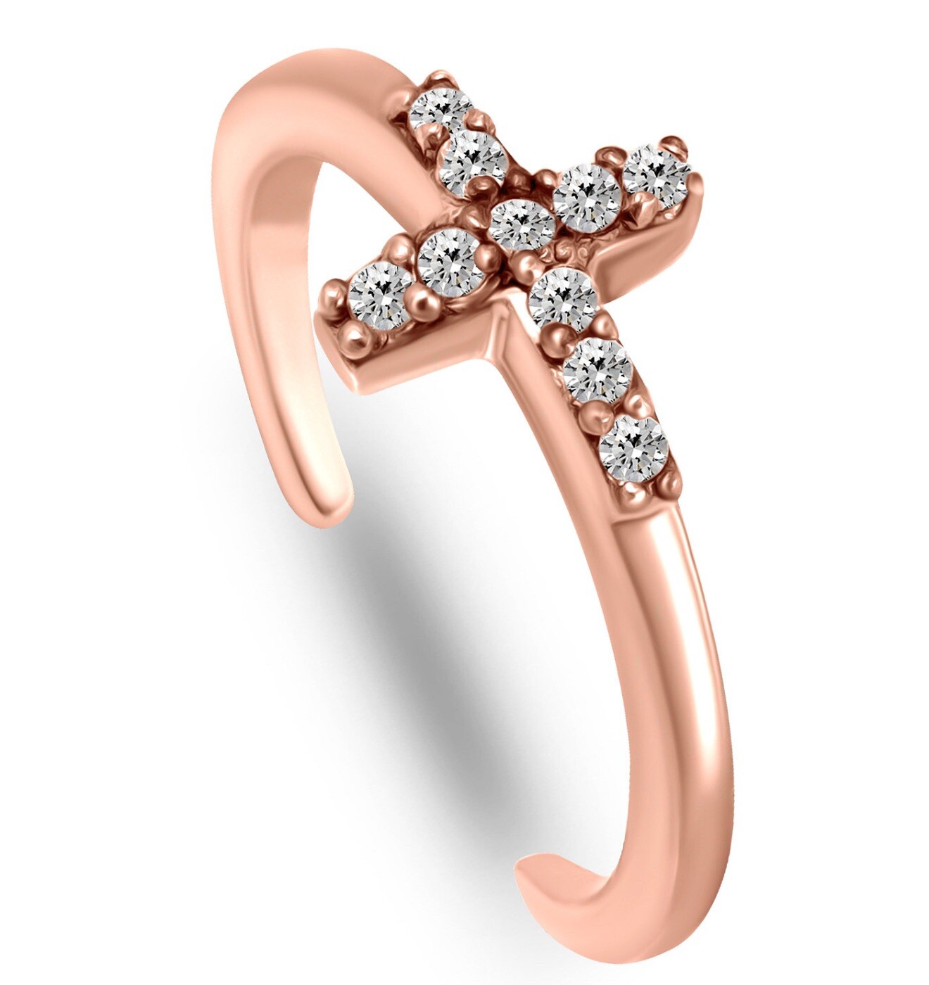 Giani Bernini Cubic Zirconia Cross 18K Rose Gold Toe Ring Brand New