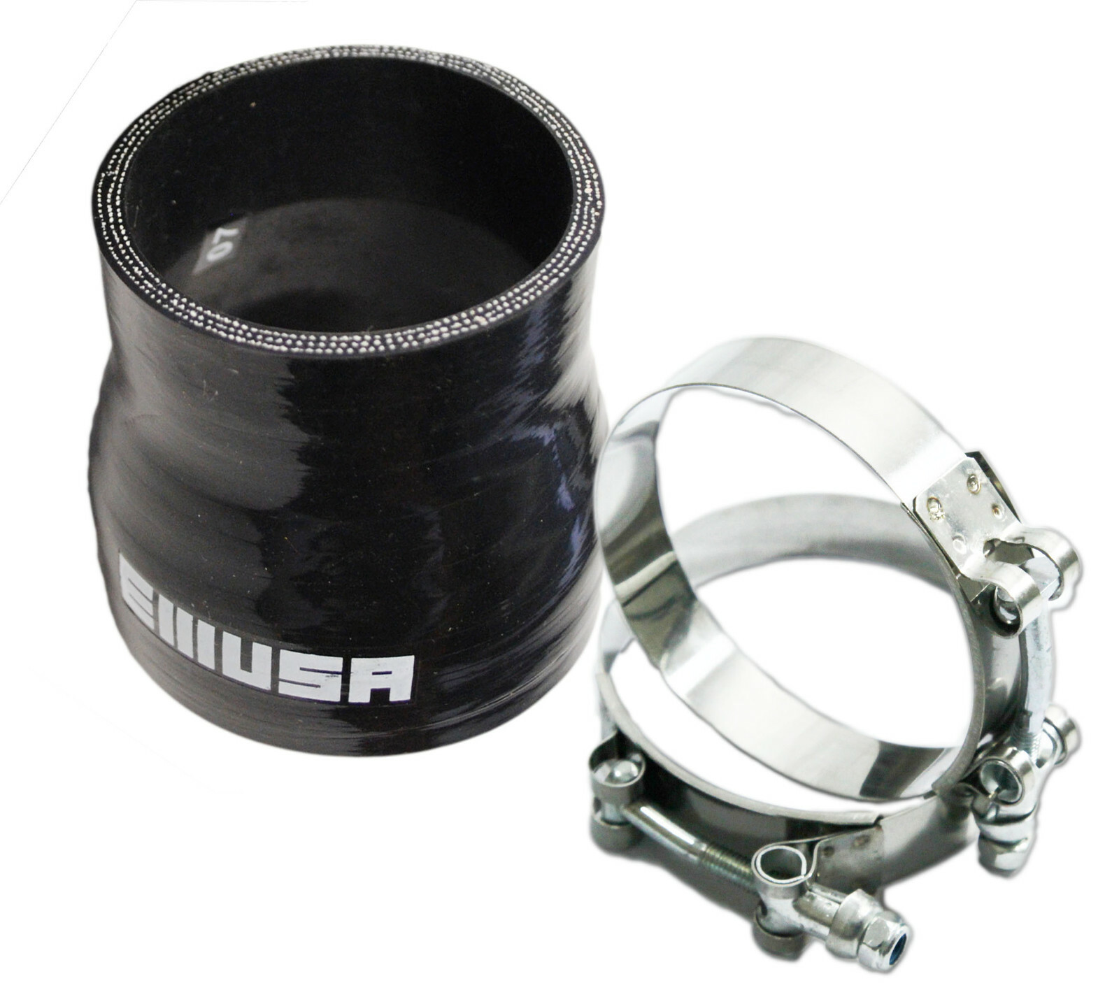Universal BLACK 4PLY 1x Straight 2.25"-2.75"ID Silicone+2xStainles Steel T-clamp