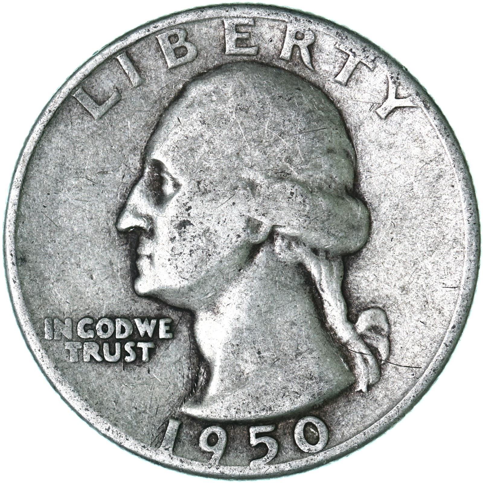 1950 S Washington Quarter 90% Silver Good GD