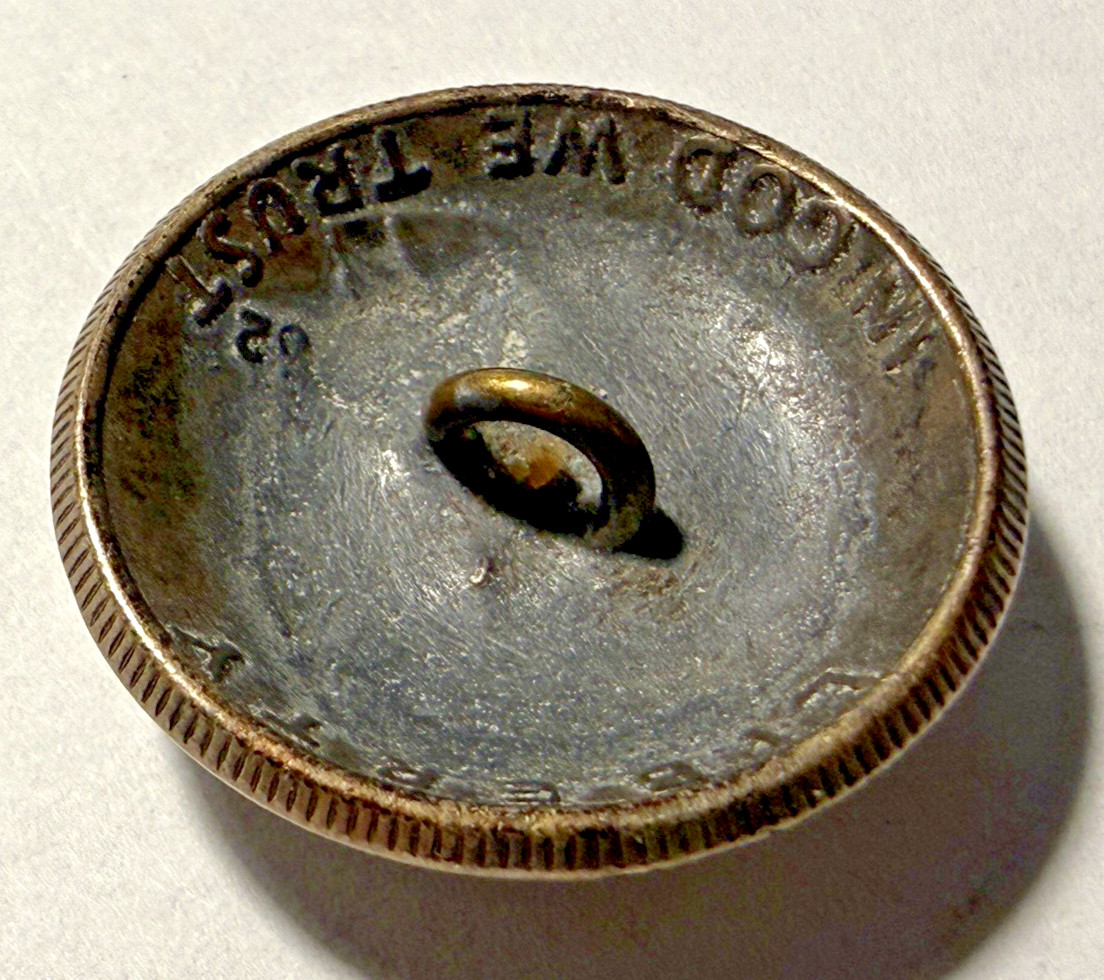 Unique 15g Altered 1962 50C Franklin Silver Half Dollar / Button / B188