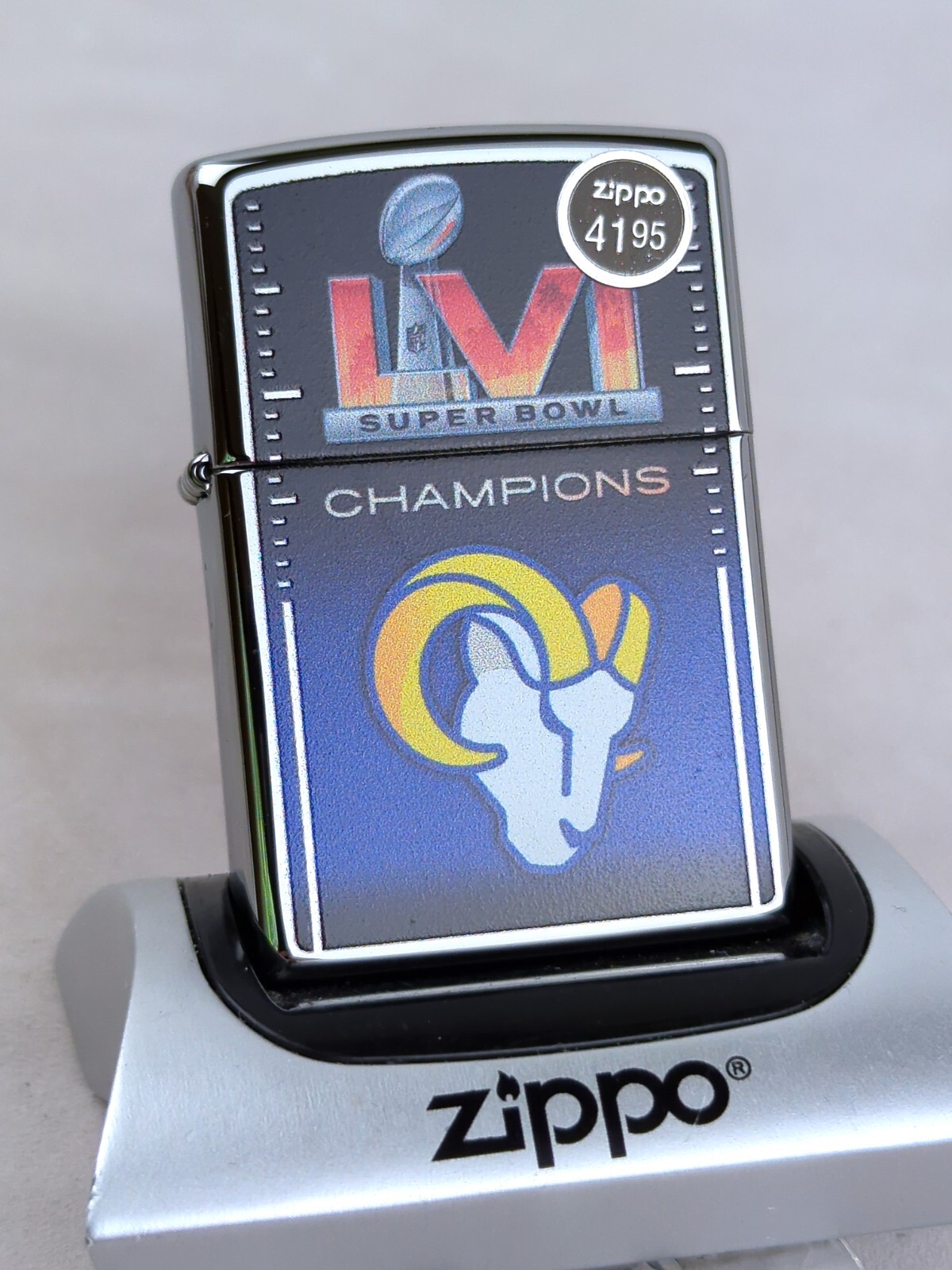 ZIPPO 48106 NFL SUPER BOWL LVI, L.A. RAMS on HP Chrome Lighter - JAN (A) 2022