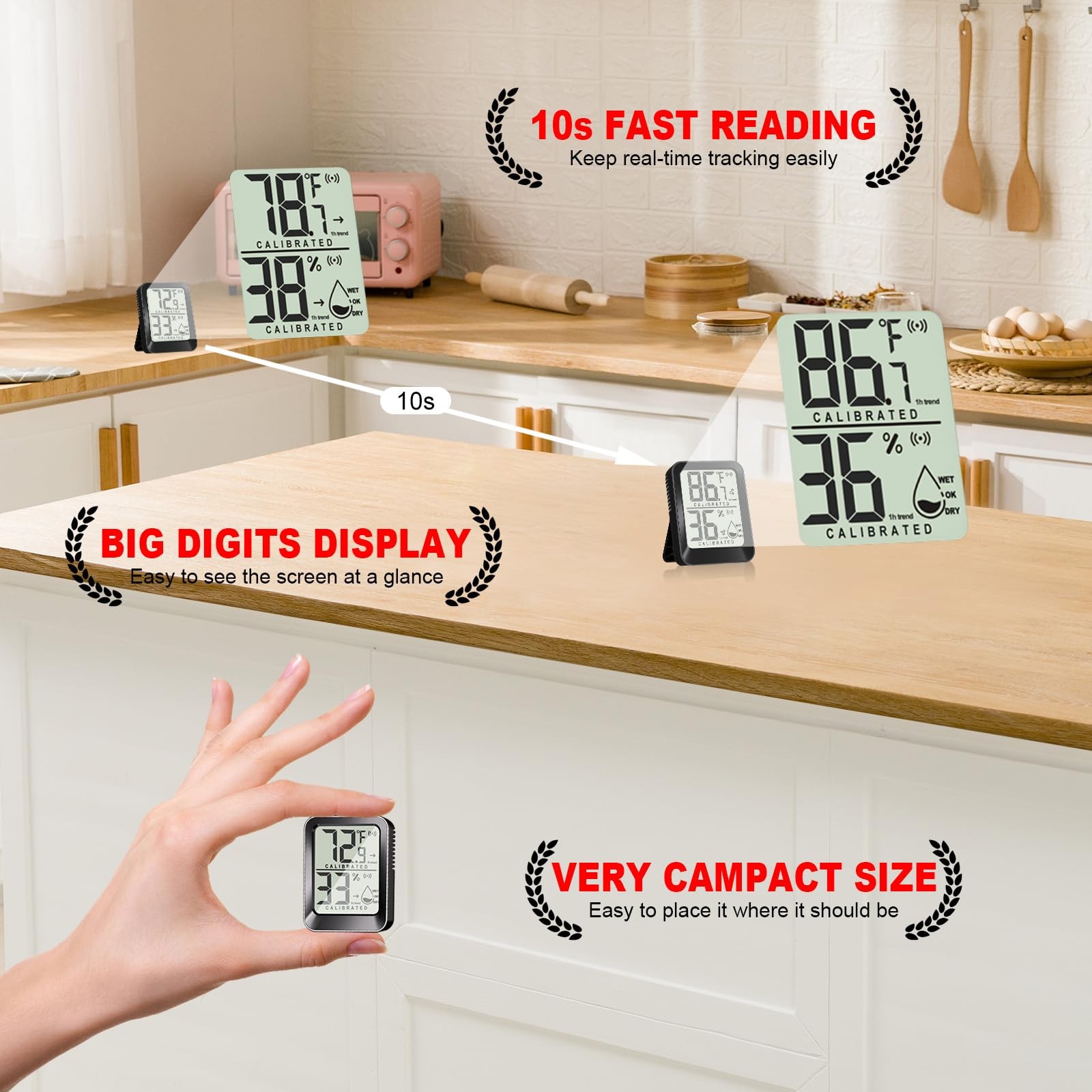AyayaBoss 3 Pack Room Thermometer Indoor Hygrometer for Home, Digital Sensor ...