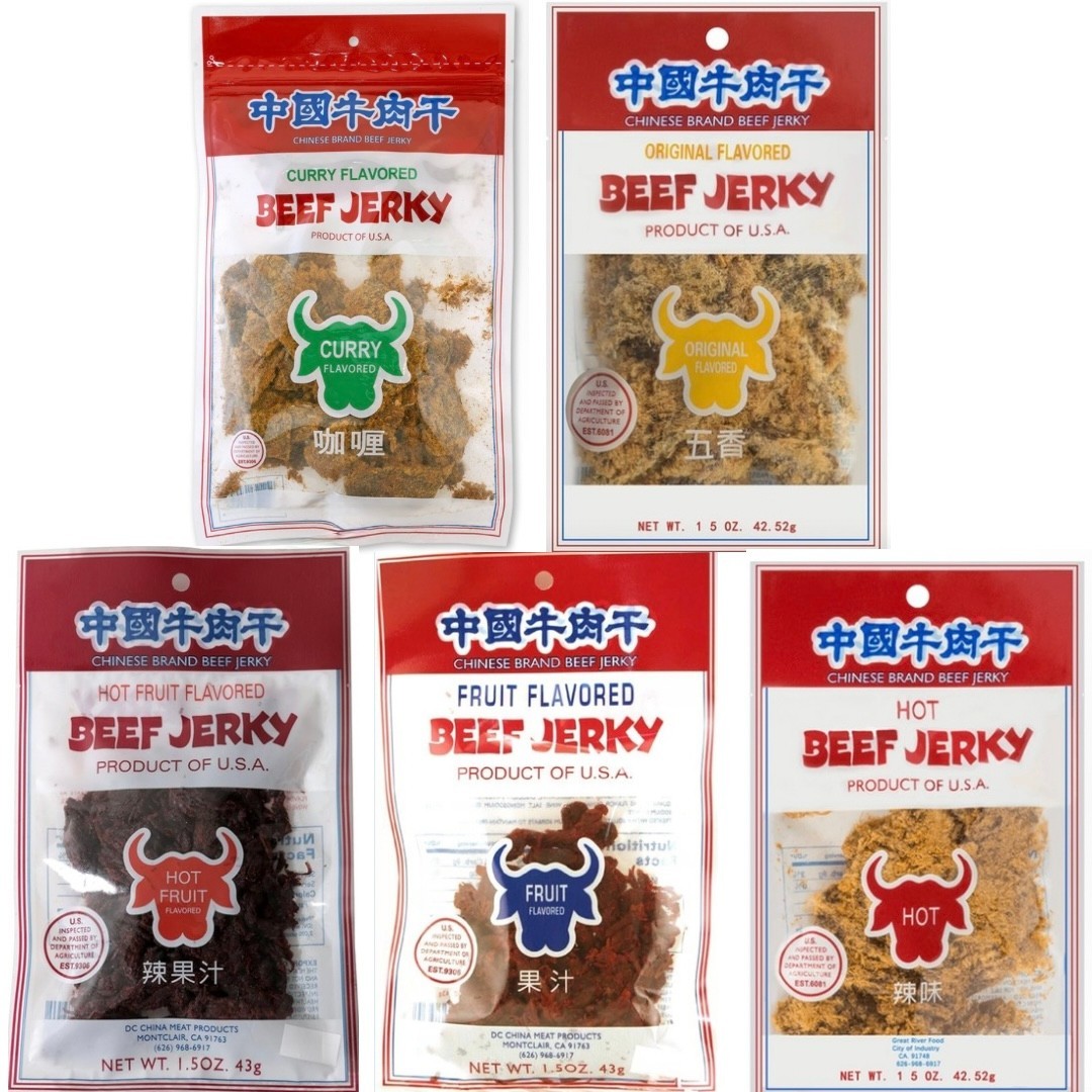 6 Pack Chinese Brand Beef Jerky 1.5oz Choose Flavor Original Hot Curry Fruit