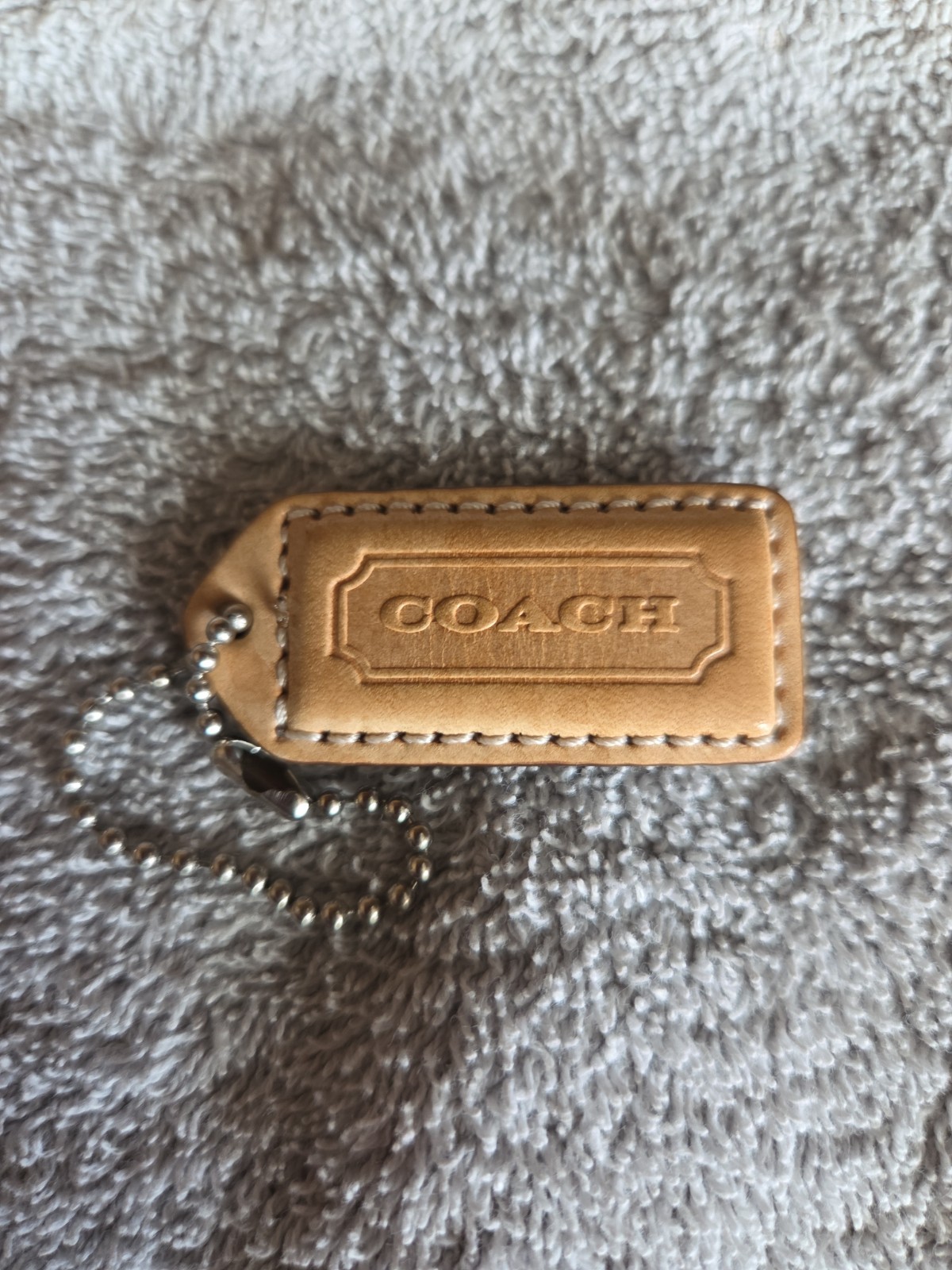 Coach Tan Hangtag  With Siover Ball Chain