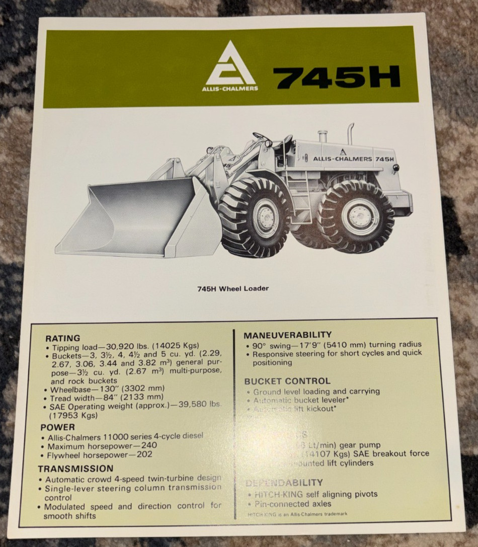 Allis Chalmers 745H Wheel Loader Brochure AMIL25