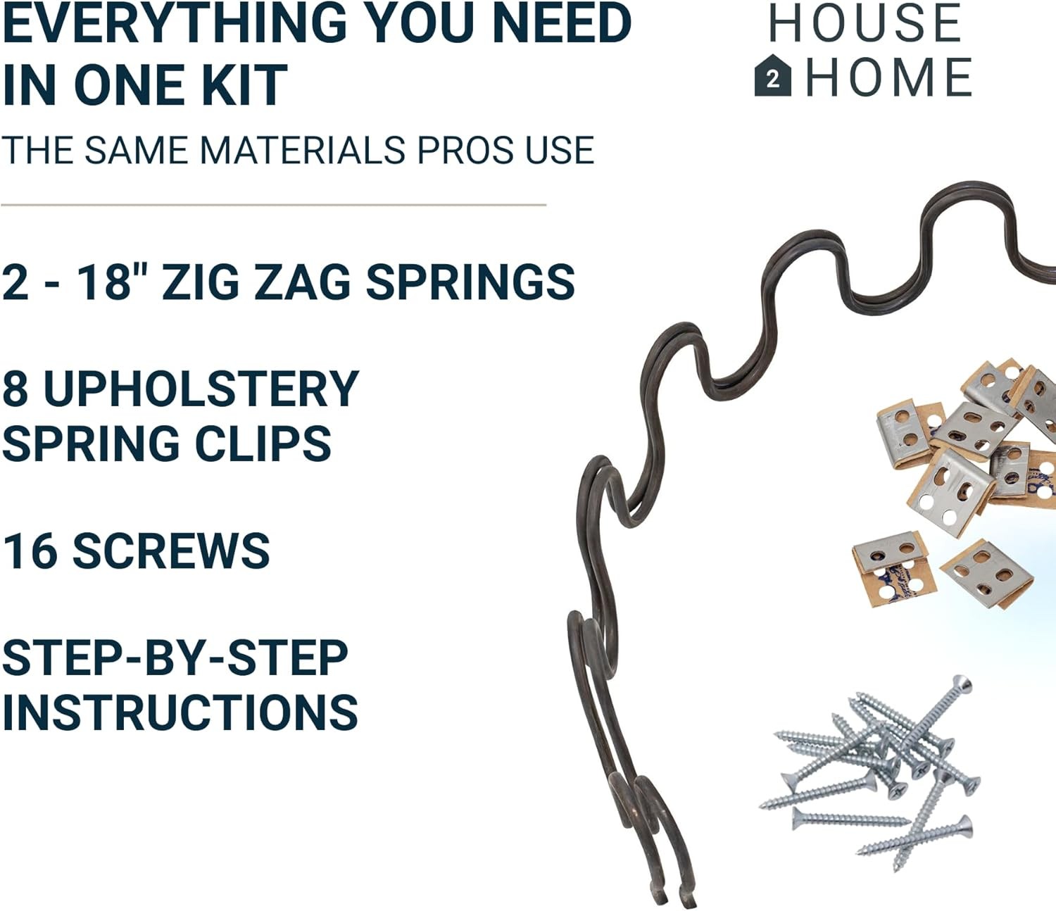 House2Home 18" Sofa Upholstery Spring 18 2-pack Set, Black