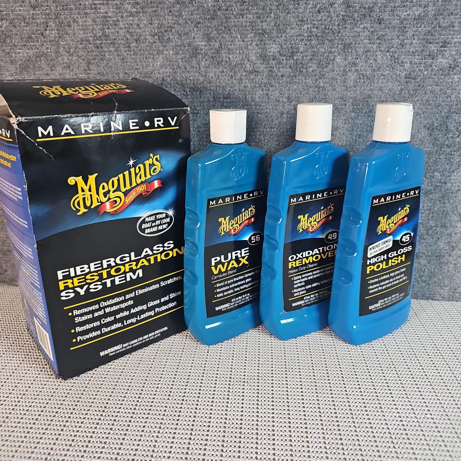 Meguiar Fiberglass Oxidation Removal Kit Marine Boat RV Clean Restore Polish Wax