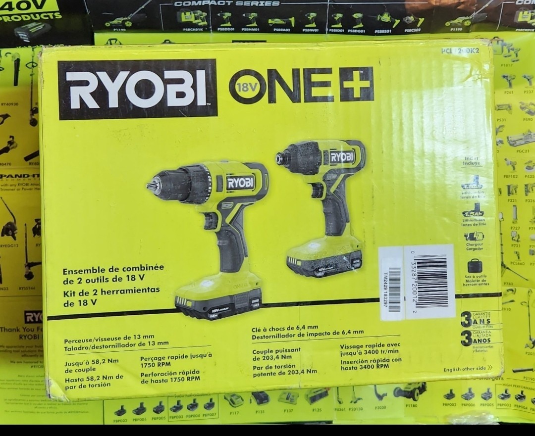 ⭐️NEW⭐️ Ryobi 18V One+ 2-Tool Combo Kit PCL1200K2